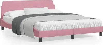 Produktbild von Bettgestell mit Kopfteil Rosa 160x200 cm Samt 373217