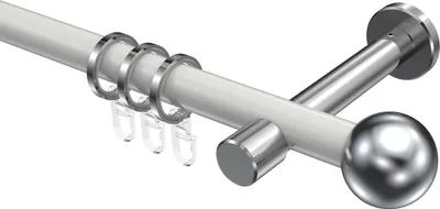 Produktbild von Interdeco Gardinenstange / Vorhangstange Weiß / Chrom, Typ Prestige Luino (Kugel), 20 mm Ø 1-läufig, 100 cm