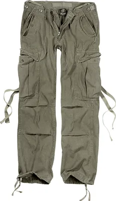 A pair of olive green cargo pants laid flat against a white background.