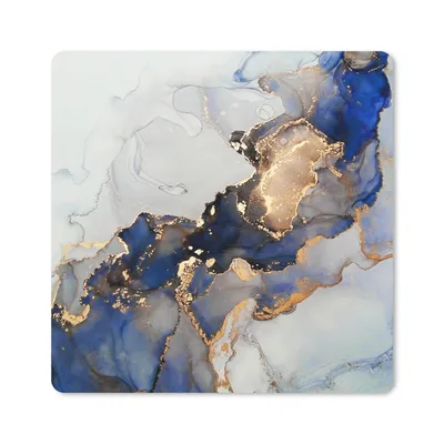 Produktbild von MuchoWow® Mauspad Mousepad Marmor - Blau - Gold 20x20 cm - Mousepads - Maus Mat - Pad - Mausunterlage - Desk Mat - Bureauartikeln