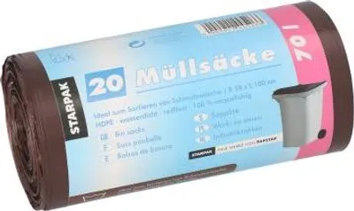 Produktbild von Müllsäcke, HDPE 70 l 100 cm x 58 cm braun 23 my