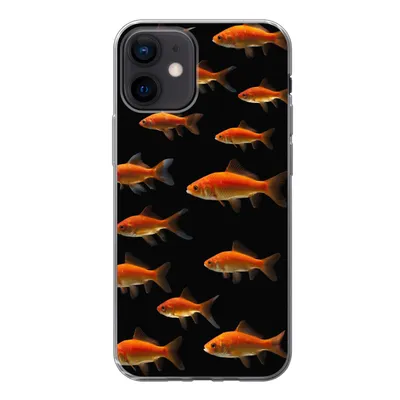 Produktbild von MuchoWow® Handyhülle Schutzhülle Hülle für iPhone 12 Goldfisch - Tiere - Schwarz Silikon Softcase Handy Hülle - Schutzhülle