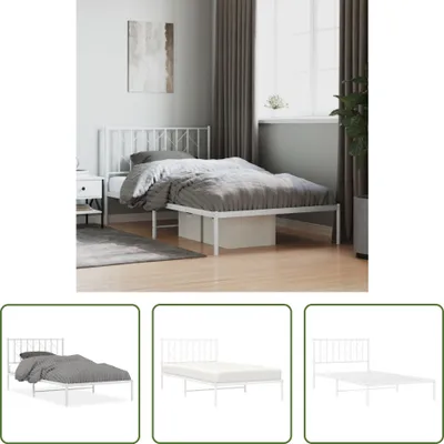 Produktbild von The Living Store Bettgestell mit Kopfteil Metall Weiß 107x203 cm