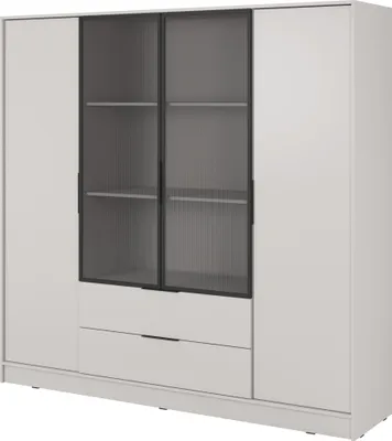 Produktbild von Moderner Schrank in Kaschmir mit Glastüren - Maße: 206 x 200 x 51 cm - Eleganz und Funktionalität