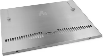 A stainless steel back panel for a Rösle Videro G3 grill.