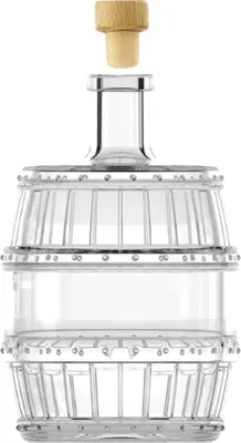 Produktbild von 500ml Flasche mit Verschlüss- Glasfass Likörflasche Essig-Ölflasche Fass 0,5L Schnapsflasche Karaffe Glasballon Wasserflasche