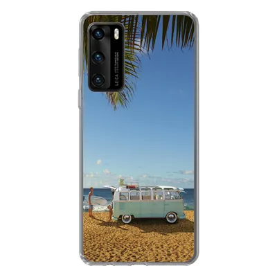 Produktbild von MuchoWow® Handyhülle Schutzhülle Hülle für Huawei P40 Strand - Bus - Surfen Silikon Softcase Handy Hülle - Handytasche
