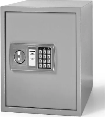 Produktbild von DEUBA® XXL elektr. Tresor 35x40x40cm 4mm Türstärke Doppelstahlbolzen Innenbeleuchtung inkl. Montagematerial Safe Möbeltresor Dokumententresor Silber