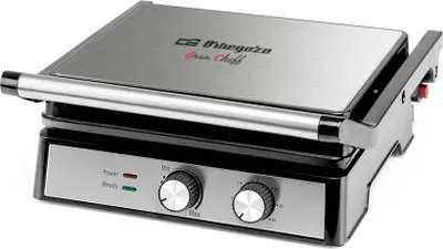 Produktbild von Orbegozo 4580 Multifunktionsgrill - ölfreies Kochen mit Power de 2000w - große Kochfläche de flip-top cooking - antihaftbeschichtet und leicht de reinigen - einstellbarer Thermostat - Timer -