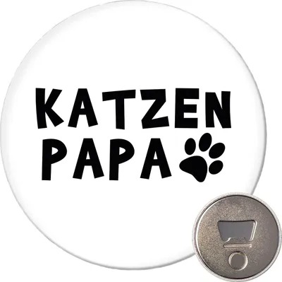 Produktbild von Huuraa Magnet Katzenpapa Tapse 59mm Kühlschrankmagnet rund Flaschenöffner Geschenkidee