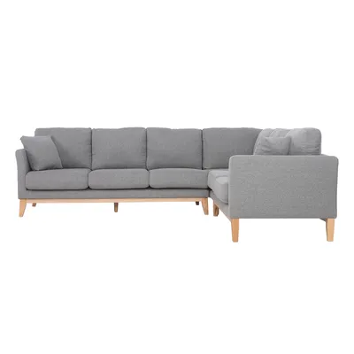 Produktbild von Miliboo - Skandinavisches Ecksofa 5-6 Plätze aus hellgrauem Stoff OSLO