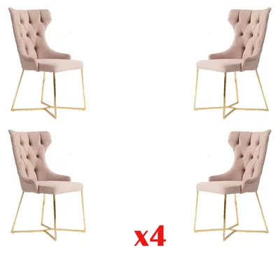 Obrázek produktu pro Set 4x Chesterfield Designer Massivholz Stuhl Esszimmerstuhl Designer Polster
