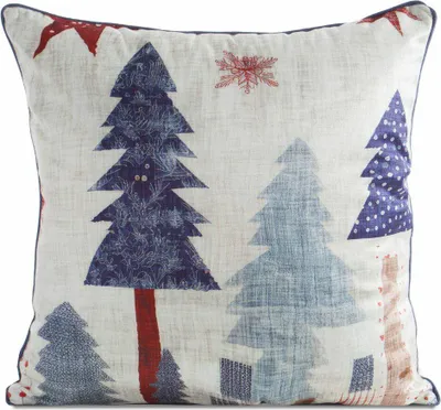 Image de EUROFIRANY | Taie d'oreiller - Taie d'oreiller de Noël - 45 x 45 cm - Multicolore - Sapin de Noël - Housse de coussin de Noël