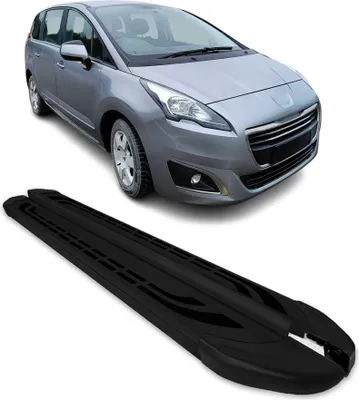 Image de Marchepieds Latéraux pédale pour Peugeot 5008 2009-2016 Aluminium Noir 2Pcs