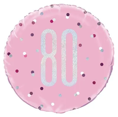 Produktbild von Folienballon rosa & silber Zahl 80