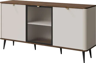 Produktbild von Sideboard Marly Kommode 160x40x82cm Farbe wählbar 3-türig,Kaschmir / Walnuss