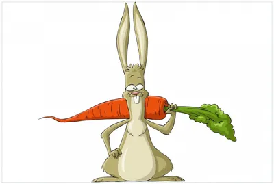 Produktbild von Wallario Premium Glasbild, freischwebende Optik, kräftige Farben, Größe 90 x 60 cm Motiv Lustiger Hase mit Möhre im Comic Stil