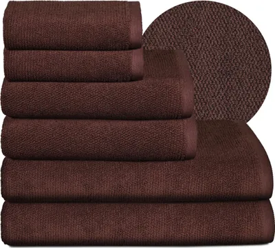 Produktbild von BEAUTEX Handtuch-Set Premium Frottier Sets, 100% Baumwolle 550g/m²,Dunkelbraun,Set: 2 Gäste-, 2 Hand-, 2 Badetücher