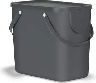 Obrázok produktu pre Rotho systém triedenia odpadu 25L Albula - Odpadkový kôš 40,0 x 23,5 x 34,0 cm - Plastový odpadkový kôš s držadlami - Odpadkový kôš s vekom a nálepkami