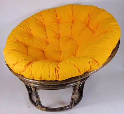 Produktbild von Rattan Papasansessel,Papasan Durchmesser 110 cm, Fb. Dunkelbraun, Polster Uni Living 247 Sonnengelb
