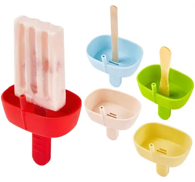5er-Pack Silikon-Eislutscherhalter mit Strohhalm, tropffrei