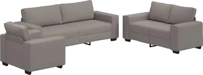Produktbild von vidaXL 3-teiliges Sofa-Set mit Kissen, taupefarbener Stoff