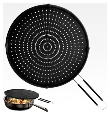 Produktbild von Spritzschutz für Bratpfannen, Fettspritzschutz, hitzebeständiger Spritzschutz aus Silikon, spülmaschinenfest, Schwarz (40,6 cm x 30,5 cm x 1,3 cm)