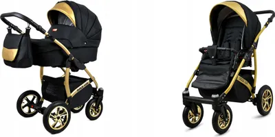 Produktbild von BabyLux® Gold Lux | 2in1 Kinderwagen Set | Onyx | Kombikinderwagen | Kinderwagenset | Buggy + Ba
