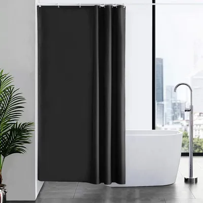 Produktbild von Furlinic Duschvorhang Textil Anti-schimmel Waschbar Schwarz 120x200cm