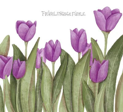 Produktbild von 20 Servietten Frühlingsgefühle - Lila Tulpenwiese 33x33cm