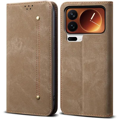 Obrázek produktu pro Pouzdro pro Xiaomi 17 Pro, Kožené Peněženkové Pouzdro s Magnetickým Uzavíráním a Stojánkem Khaki