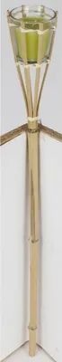 Image de BURI Torche de jardin en bambou Tige en verre Photophore Bougie Décoration Piquet de terre Luminaires Lumière
