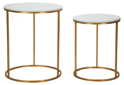 Produktbild von Jomsom - Couchtisch, 52x52x63h cm Weißer Marmor, 2er Set, Marmoroptik
