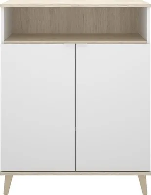 Produktbild von WAJDI Küchenbuffet - 2 Türen mit 1 Nische - weiß und eichefarben