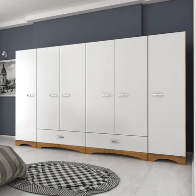 Produktbild von Skye Decor, F4 - 524, Kleiderschrank, Weiß, 100 % MELAMINBESCHICHTETE Spanplatte der Güteklasse E1, 243 x 47,6 x 181 cm