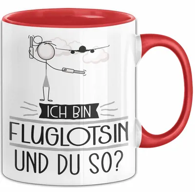 Produktbild von Fluglotsin Tasse Geschenk Ich Bin Fluglotsin Und Du So Geschenkidee Lustiger Spruch Becher (Rot)