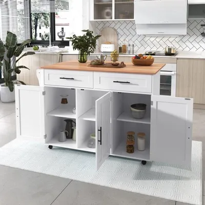 Immagine prodotto di Carrello da cucina con piano pieghevole, dimensioni 129x46x91,5 cm, con cassetti, mobile versatile per la sala da pranzo