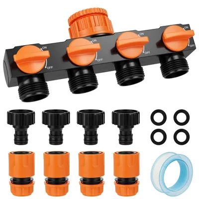 Produktbild von 4-Wege-Wasserverteiler mit Absperrventilen, 1/2"-Wasserverteiler mit 4 Abgängen