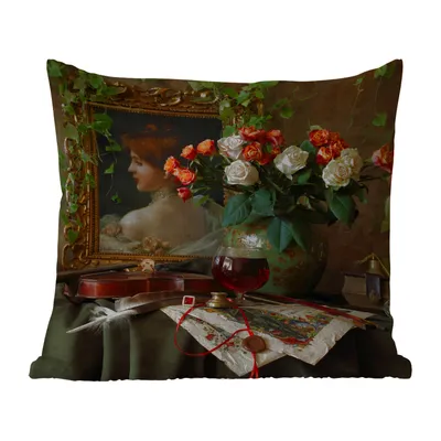 Produktbild von MuchoWow® Outdoor Kissen - Stilleben - Malerei - Blumen - 50x50 cm - Wetterfest - Lounge Kissen - Komfortabel - Kissen mit Bild