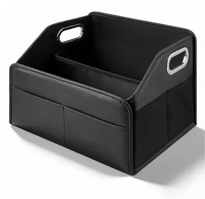 Image de Organiseur de coffre pliable - Cuir - 32 x 29 x 23 cm - Avec séparateur amovible - Pour voiture, SUV et utilitaire