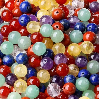 Productafbeelding van Parels van 8 mm, natuursteen, edelsteen, armband met gat, ketting, doe-het-zelf, 7 chakra's