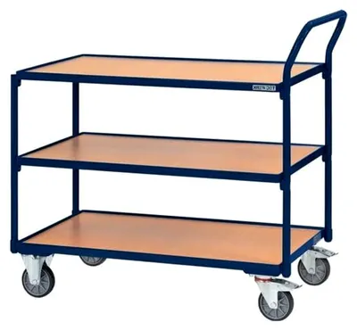 Produktbild von Tischwagen mit 3 Ladeflächen L1000xB600mm saphirblau Tragfähigkeit 300kg