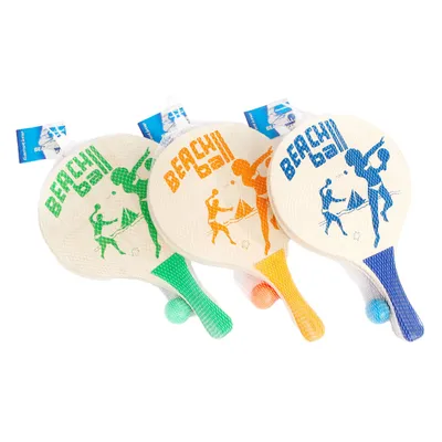 Immagine prodotto di Set di palloni da spiaggia 38 x 24 cm in legno blu 3 pezzi - 1 SET (selezione casuale del colore)