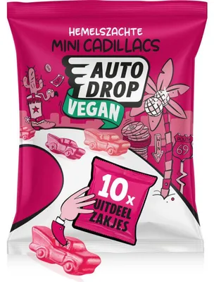 Produktbild von Autodrop Vegan Mini Cadillacs 200g Vegane Lakritz-Bonbons, Fruchtig & Lecker