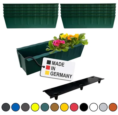Image de BURI 10 inserts de jardinières pour palettes Euro avec tapis d'arrosage | 37,3cm vert foncé | Jardinière pour palette Euro | Balconnière | Pot de fleurs | en plastique solide | Germany