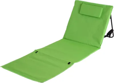 Produktbild von Klappbare Strandmatte mit Rückenlehne und Kopfpolster - robuste Strandliege faltbar Sonnenliege in vers. Farben Strand Liege mit Tragetasche, Farbe:grün