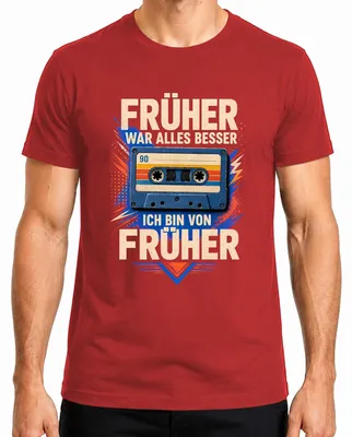 Immagine prodotto di "Prima era meglio". T-shirt da uomo, colore rosso, con scritta sarcastica. Taglia L