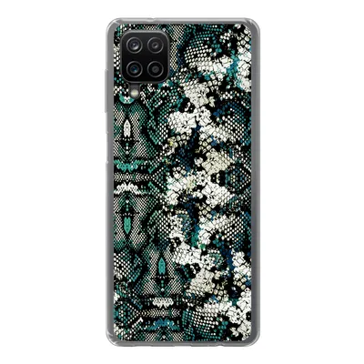 Produktbild von MuchoWow® Handyhülle Schutzhülle Hülle für Samsung Galaxy A12 Tiermuster - Weiß - Türkis Silikon Softcase Handy Hülle - Bild