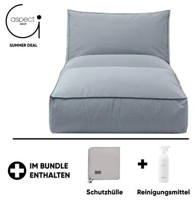 Immagine prodotto di Divano prendisole da esterno Blomus STAY, completo di copertina protettiva gratuita e detergente, modello Ocean, 80 x 190 cm