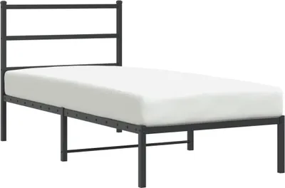 Produktbild von vidaXL Bettgestell mit Kopfteil Metall Schwarz 90x190 cm